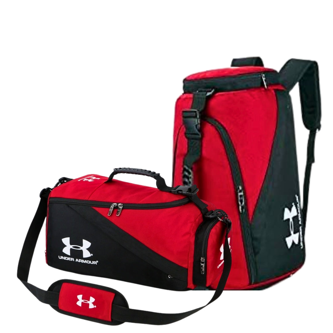 Durable gym bag with separate shoe compartment and water bottle holder