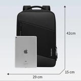 Black Samsonite laptop backpack with iPad size comparison, 42cm height, ideal for students and travel