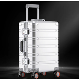 Minimalist Silver Aluminum Large Check-in Suitcase - Kashif Luggage & Bags