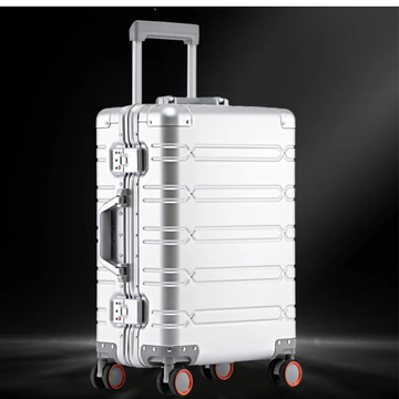Minimalist Silver Aluminum Large Check-in Suitcase - Kashif Luggage & Bags