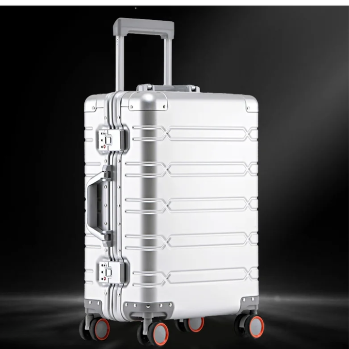 Minimalist Silver Aluminum Large Check-in Suitcase