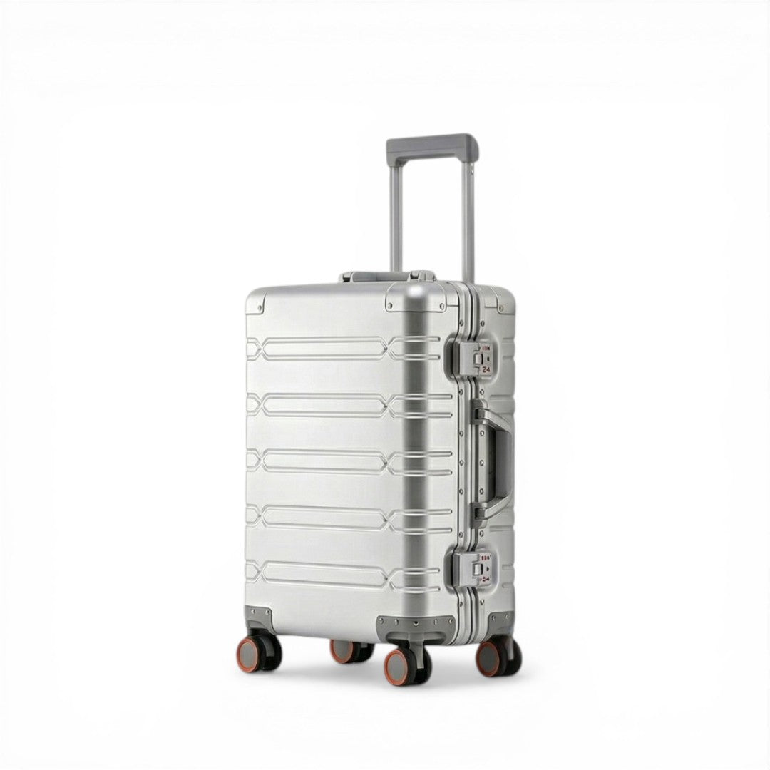 Minimalist Silver Aluminum Hard-Shell Carry-On - Kashif Luggage & Bags