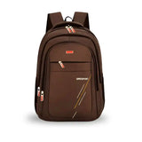 Brown QIWEISPORT backpack with multiple zippers, ideal for students and travel, featuring laptop compartment