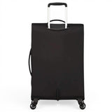 Black rolling travel luggage with telescopic handle and spinner wheels