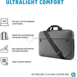 Gray HP Prelude 15.6-inch laptop bag with crossbody strap, water-resistant, fits 15.6" screen, ultralight comfort