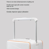White travel luggage with orange trim and ergonomic pull handle for easy mobility