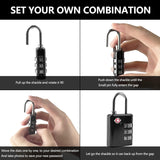 Set your own combination on this black 3-digit travel lock for luggage security