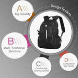 Black SUISSEWIN backpack with large capacity, multifunctional structure, and padded straps