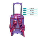 Kids 16" Wheeled Trolley School Backpack for Girls (Class 2 to 4)