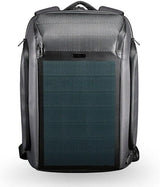 Solar-powered travel backpack with USB port, ideal for students and laptop travel