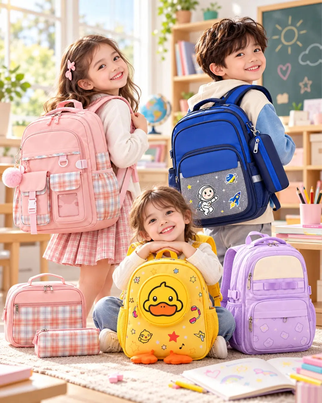 kids with school bags website banner of Kashif Luggage & Bags - Buy online kids school bags in pakistan