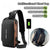 Brown and black multifunctional chest bag with adjustable strap, USB charging, anti-theft lock
