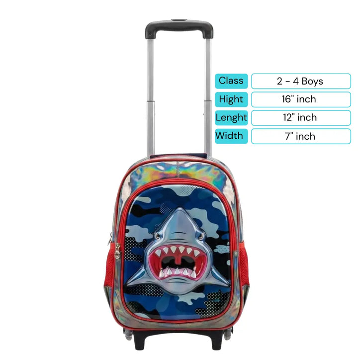 Kids 3D Character Rolling Trolley School Bag 16" - Class 2 to 4