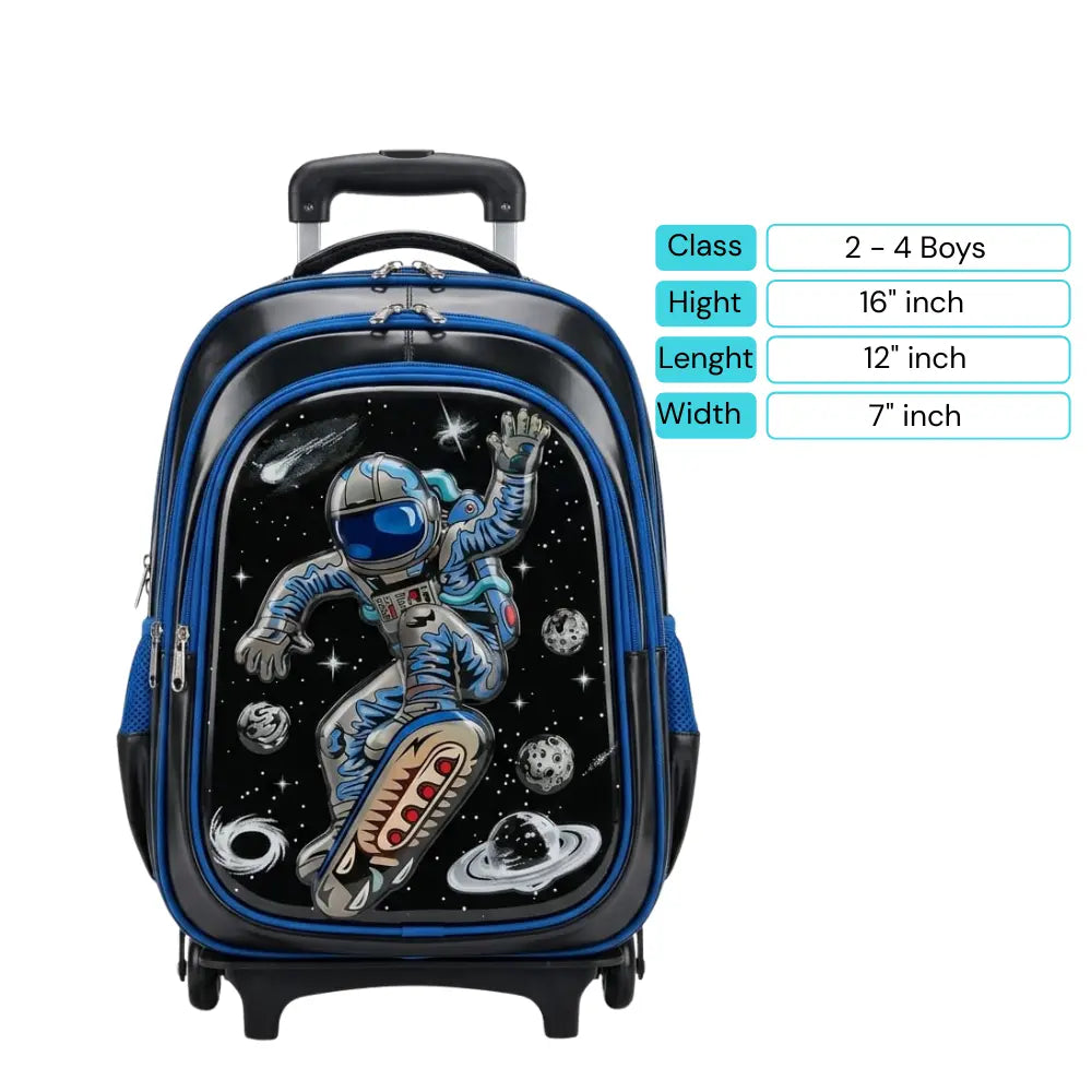 Kids 3D Character Rolling Trolley School Bag 16" - Class 2 to 4