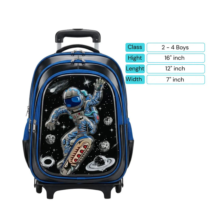 Kids 3D Character Rolling Trolley School Bag 16" - Class 2 to 4