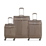 Delsey Flight Antitheft Chestnut: 3-piece rolling luggage set with secure zippers, smooth spinner wheels, and modular compartments for easy travel.