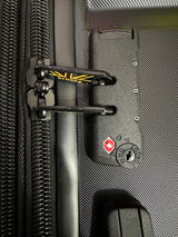 Briggs & Riley travel luggage zipper and lock detail, durable fabric with secure closure