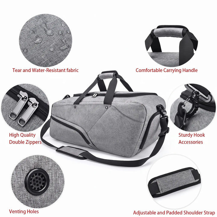 NUBILY Men's Sports Fitness Gym Bag with Shoe Compartment