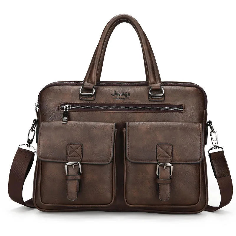 Jeep Buluo Men's Executive PU Leather Laptop Messenger Bag