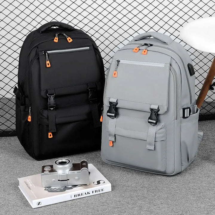 Versatile Fashion Laptop Backpack with USB Port - Luggage Strap
