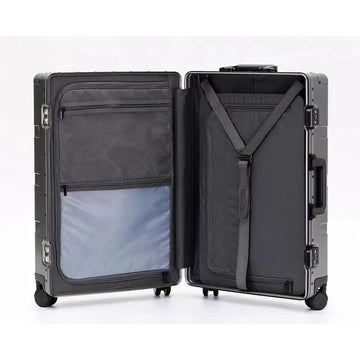 Minimalist Silver Aluminum Large Check-in Suitcase - Kashif Luggage & Bags