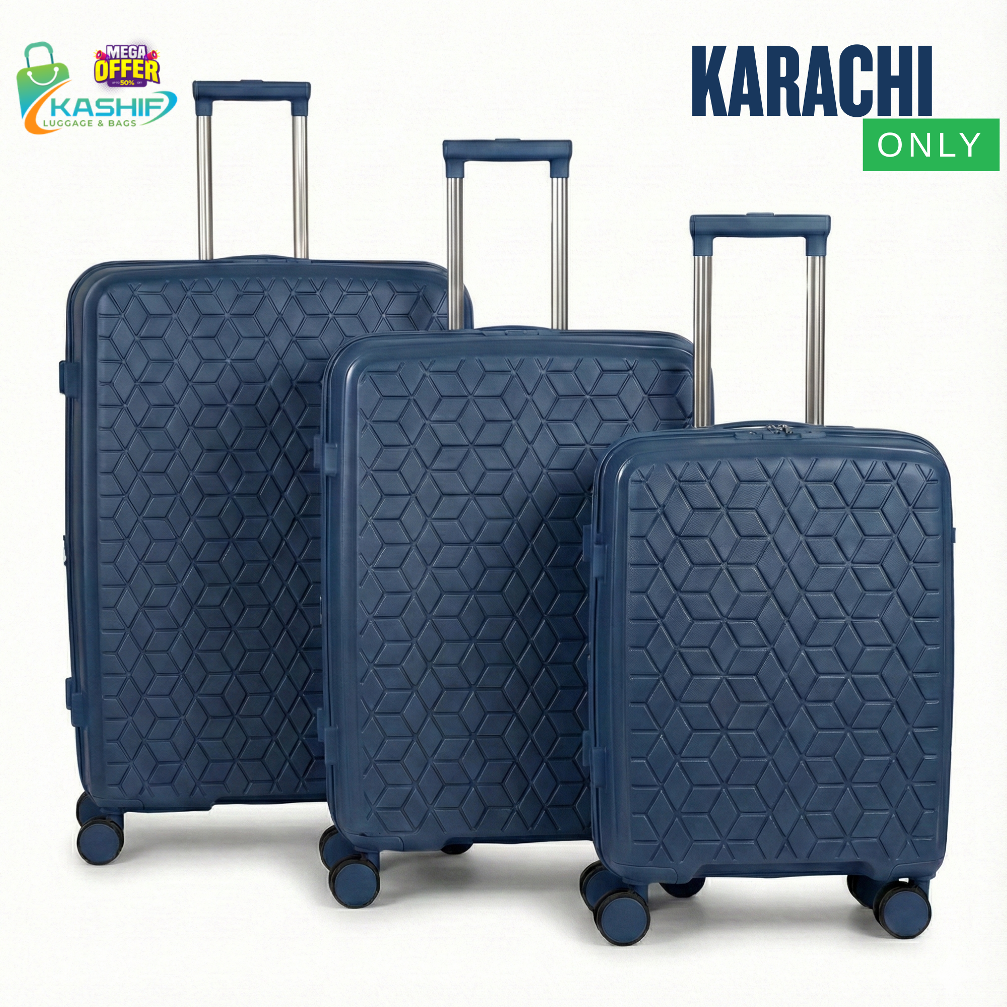 Swiss Diamond 3-Pcs Polypropylene Luggage Set- Mega Suitcase Sale