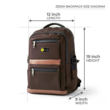 Zeesh 19-Inch Multi-Compartment Large School Backpack - Kashif Luggage & Bags