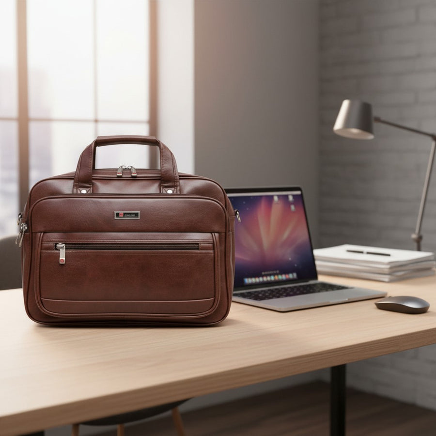 Executive Synthetic Leather Briefcase | Kashif Luggage, Pakistan | 15.6" Laptop

