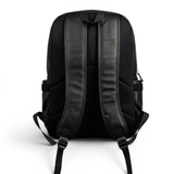 Black laptop backpack with padded mesh back and adjustable straps for travel or school