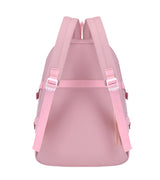 Pink student backpack with adjustable straps and buckles, ideal for school or travel