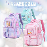 Cute pastel school backpacks with plush pom-poms, perfect for students and travel. Three colors available.