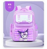 Purple kids school backpack with cute cartoon character, ideal for students and travel