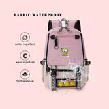 Pink waterproof backpack with Bob Jino design, water-repellent & wear-resistant for students & travel