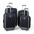 Set of black suitcases with Polo Ralph Lauren logo on a white background