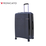 Black Roncato hard shell suitcase with 4 spinner wheels and telescopic handle for travel