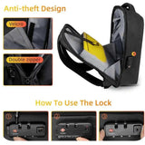 Anti-theft backpack with Velcro, double zipper, and TSA lock for secure travel
