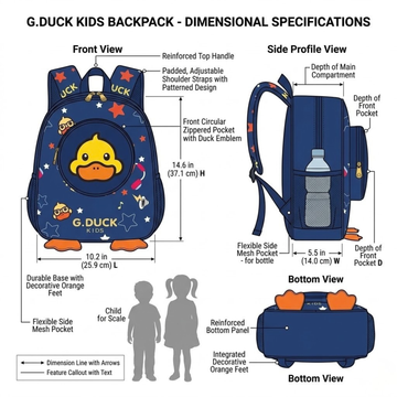 G.Duck Kids 14" Daily Backpack with Front Zipper - Kashif Luggage & Bags