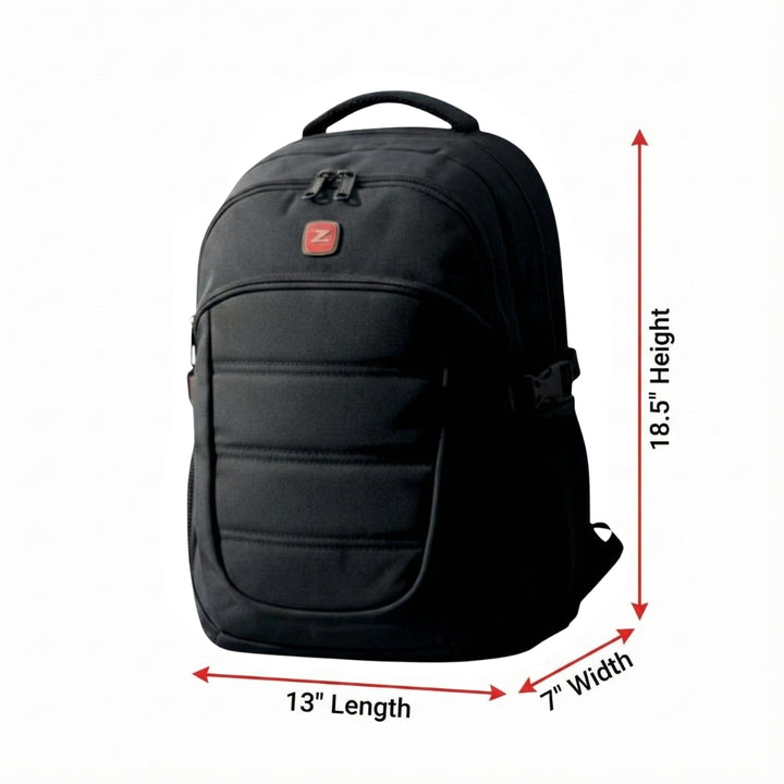 Premium Black Multi-Zip Backpack