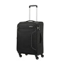 Black suitcase with American Tourister logo on a white background