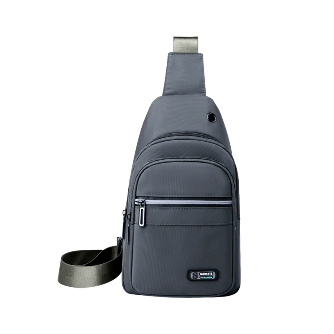 Gray Sling Backpack with Adjustable Strap, Multiple Zippered Pockets for Travel or Daily Use