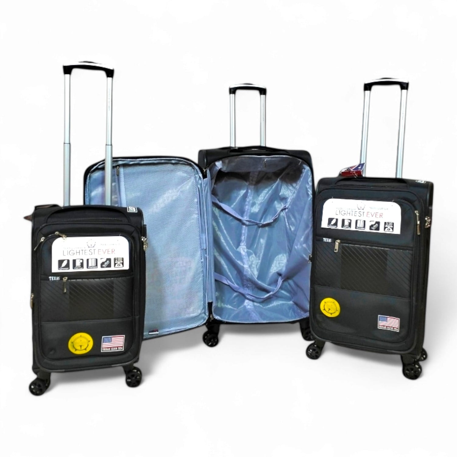 Lightweight travel luggage set with expandable interiors, perfect for students and travelers in Pakistan