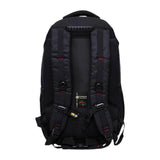 Black laptop backpack with padded straps and mesh back panel for comfort