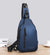 Blue Chuang Ku sling bag with adjustable strap, front zipper pocket, ideal for travel or daily use