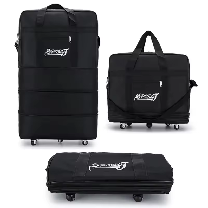 Heavy-Duty Foldable Rolling Duffle Luggage Bag with Wheels