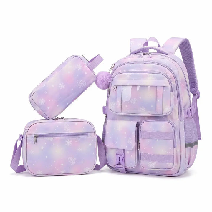 Girls School Bag Set 3-Piece – Water-Resistant School Backpack