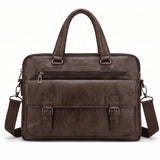 Jeep Buluo Men's Vintage Leather Briefcase - 14-inch laptop