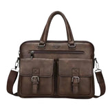 Jeep Buluo Men's Vintage Leather Briefcase - 14-inch laptop