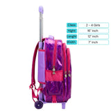 Kids 16" Wheeled Trolley School Backpack for Girls (Class 2 to 4)