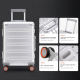 Minimalist Silver Aluminum Large Check-in Suitcase - Kashif Luggage & Bags