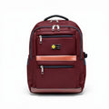 Maroon backpack with a visible brand logo on a white background